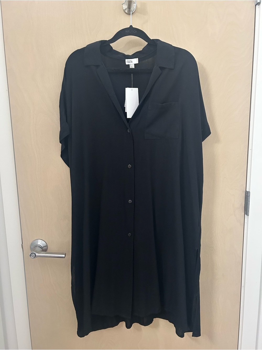 Black Swim Button Down Coverup
